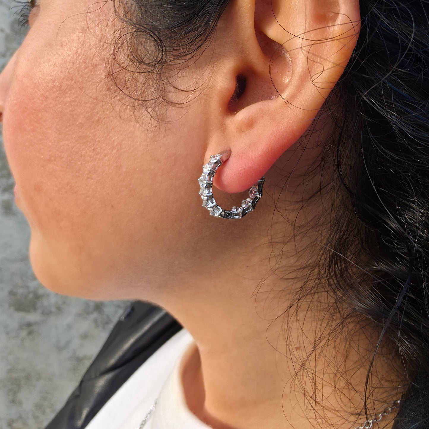 Ice Queen - Zirconia & Gold Hoop Earrings