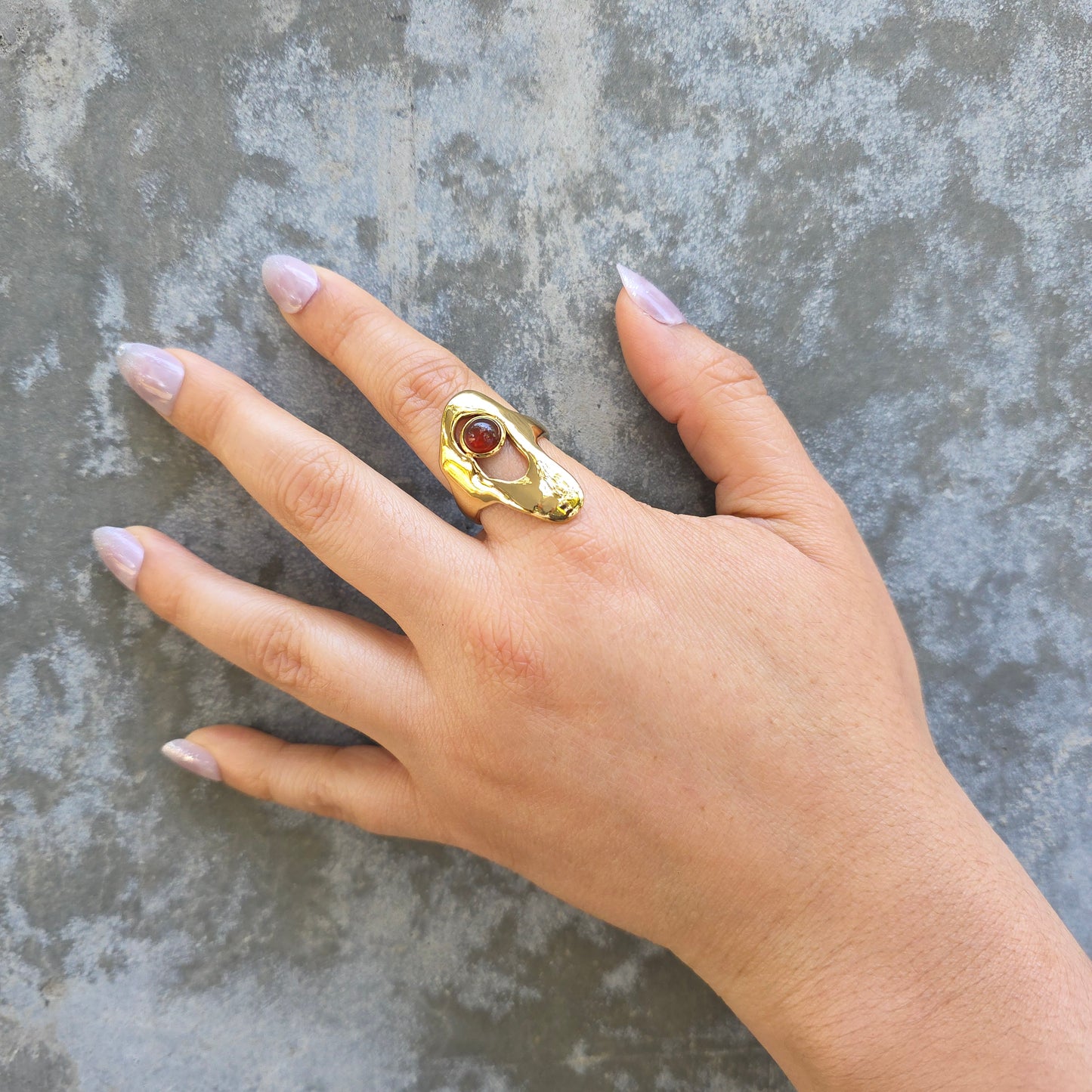 Fire Orb - Gold & Stone Adjustable Ring
