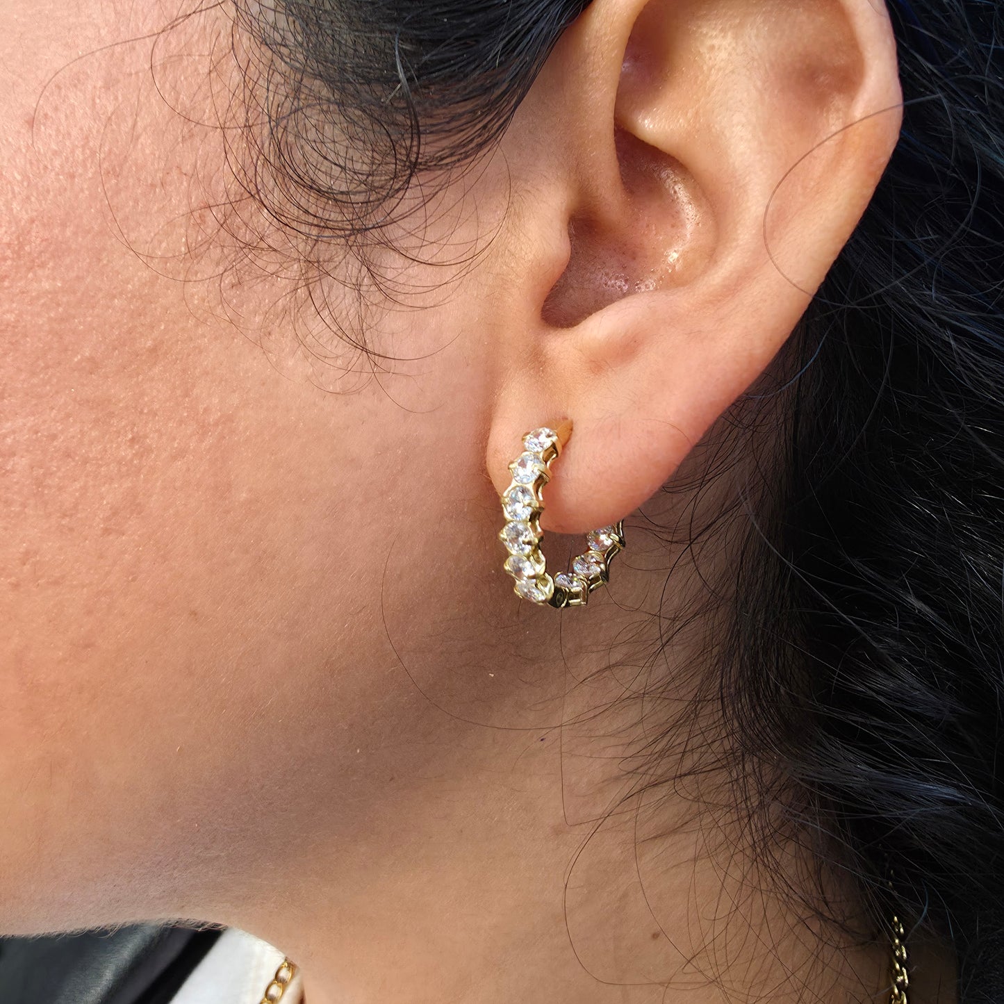 Ice Queen - Zirconia & Gold Hoop Earrings