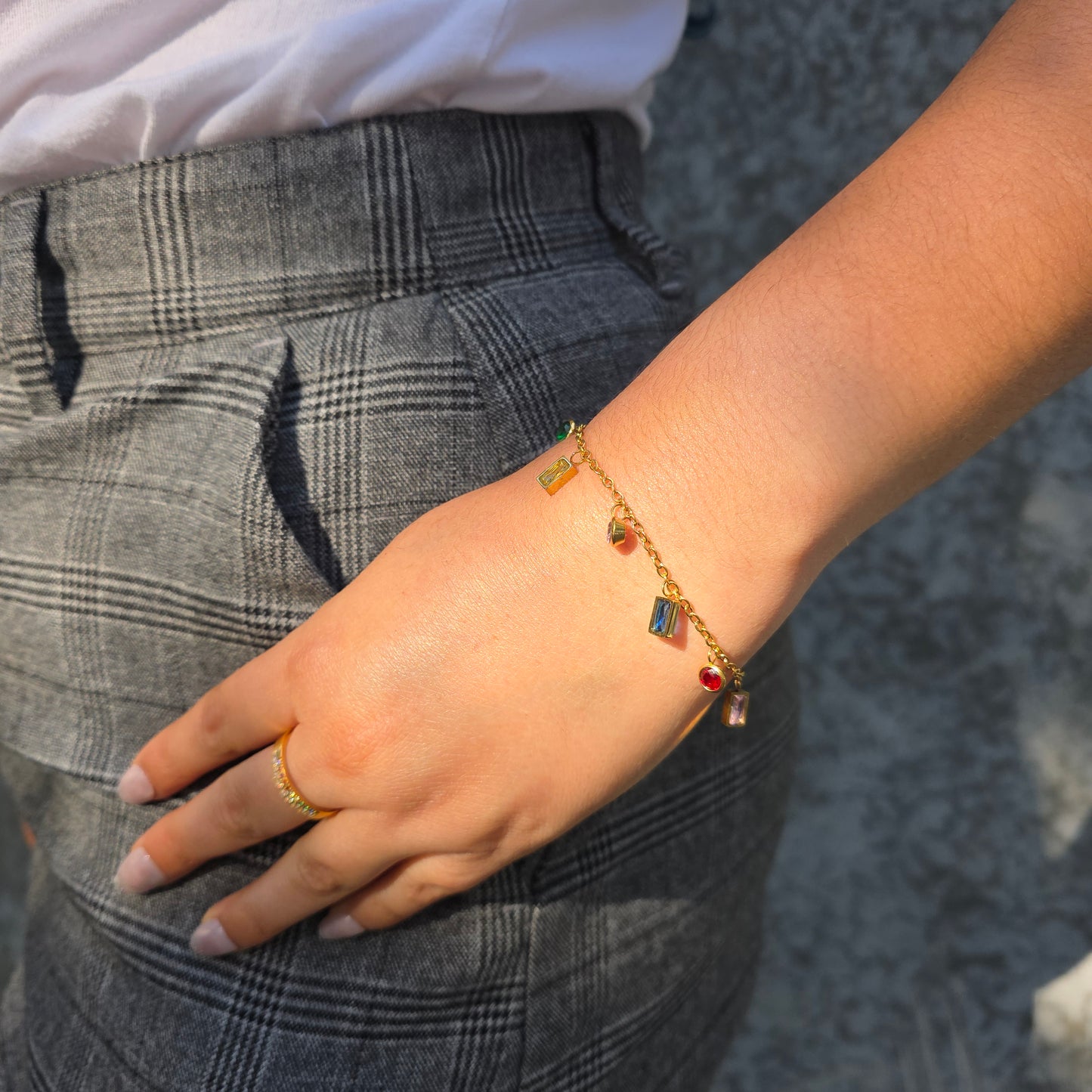Gems - Gold With Zirconia Necklace & Bracelet