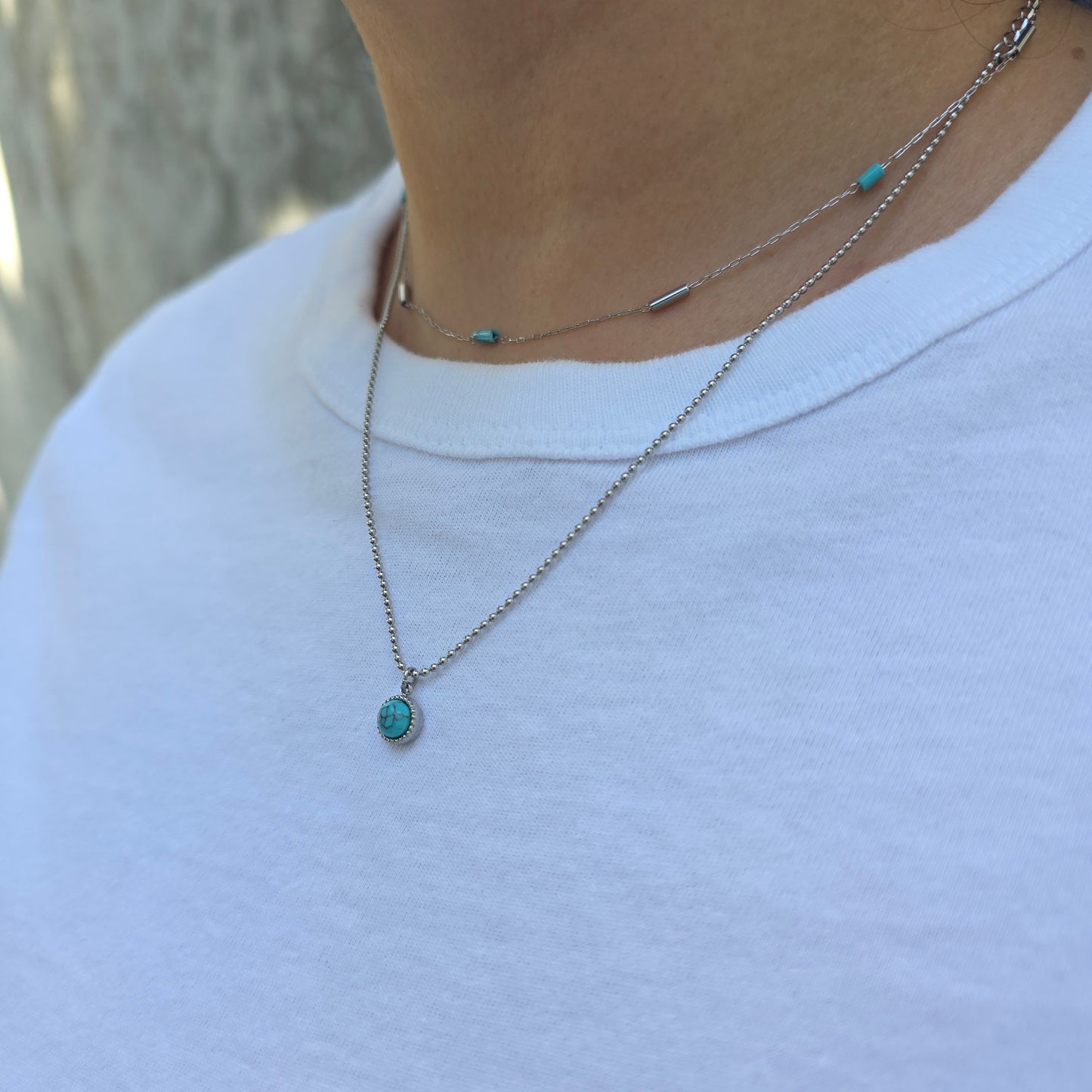 West - Stainless Steel & Turquoise Neckalce